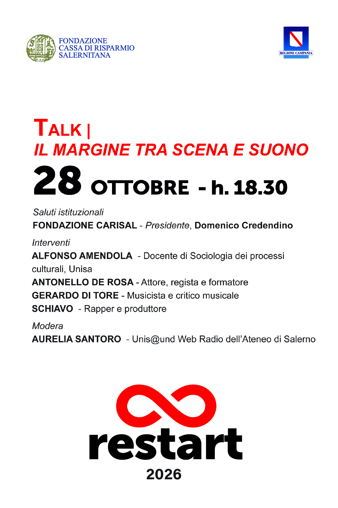Talk Il margine tra scena e suono al Complesso San Michele di Salerno per Restart 2026