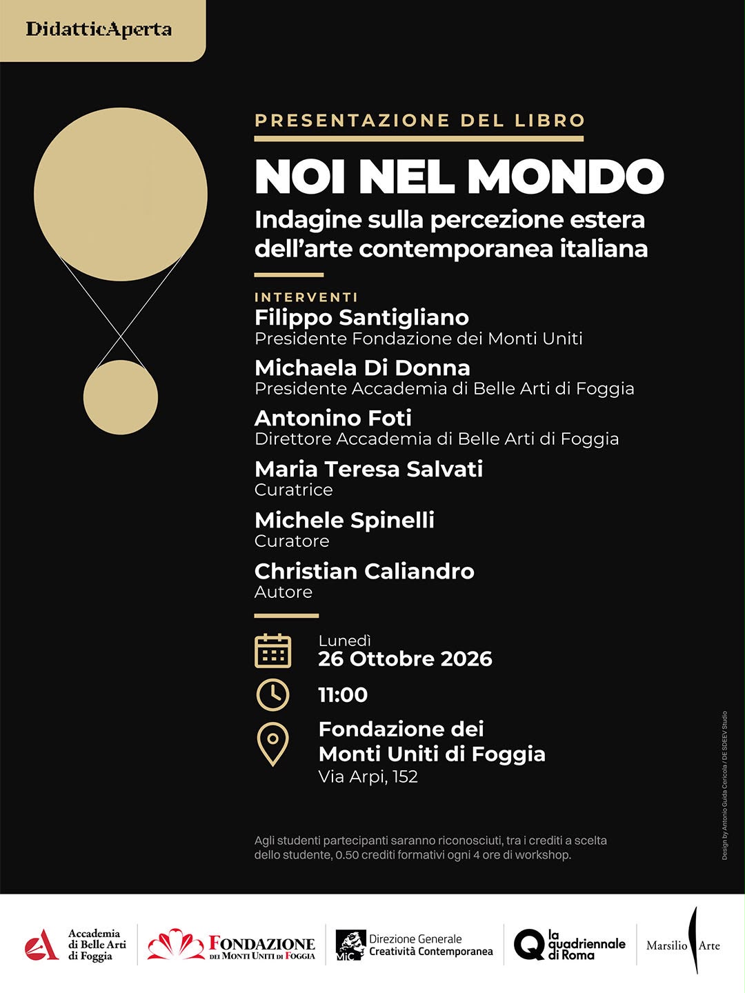 Christian Caliandro presenta Noi nel mondo alla Fondazione dei Monti Uniti di Foggia
