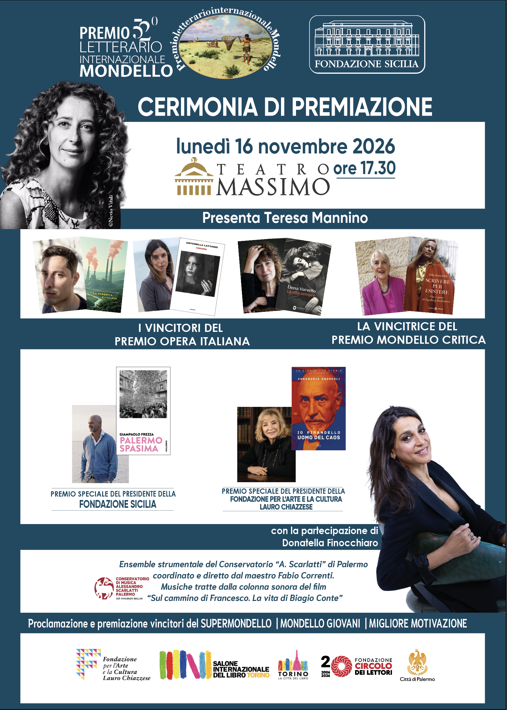Cerimonia di premiazione del Premio Letterario Internazionale Mondello 2026 al Teatro Massimo di Palermo